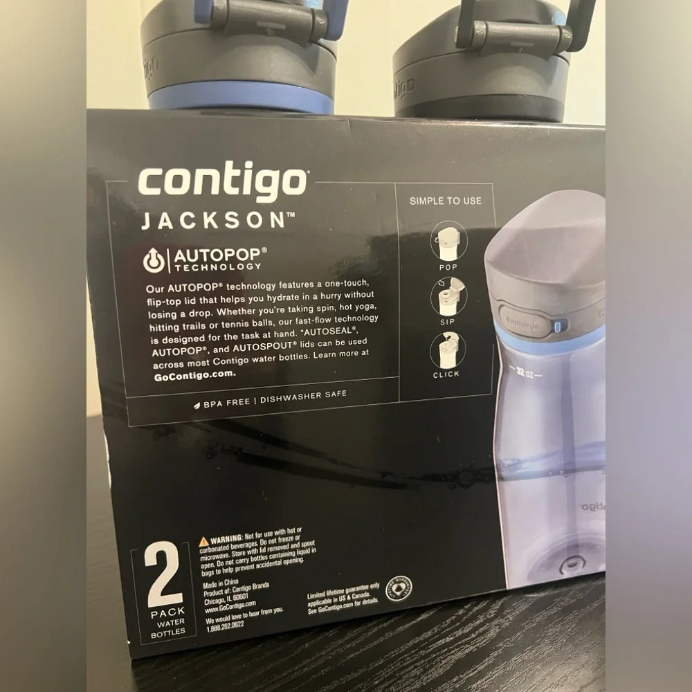 Contigo Jackson Water Bottles - Smoke and Light blue (2-Pack) - Picture 2 of 2
